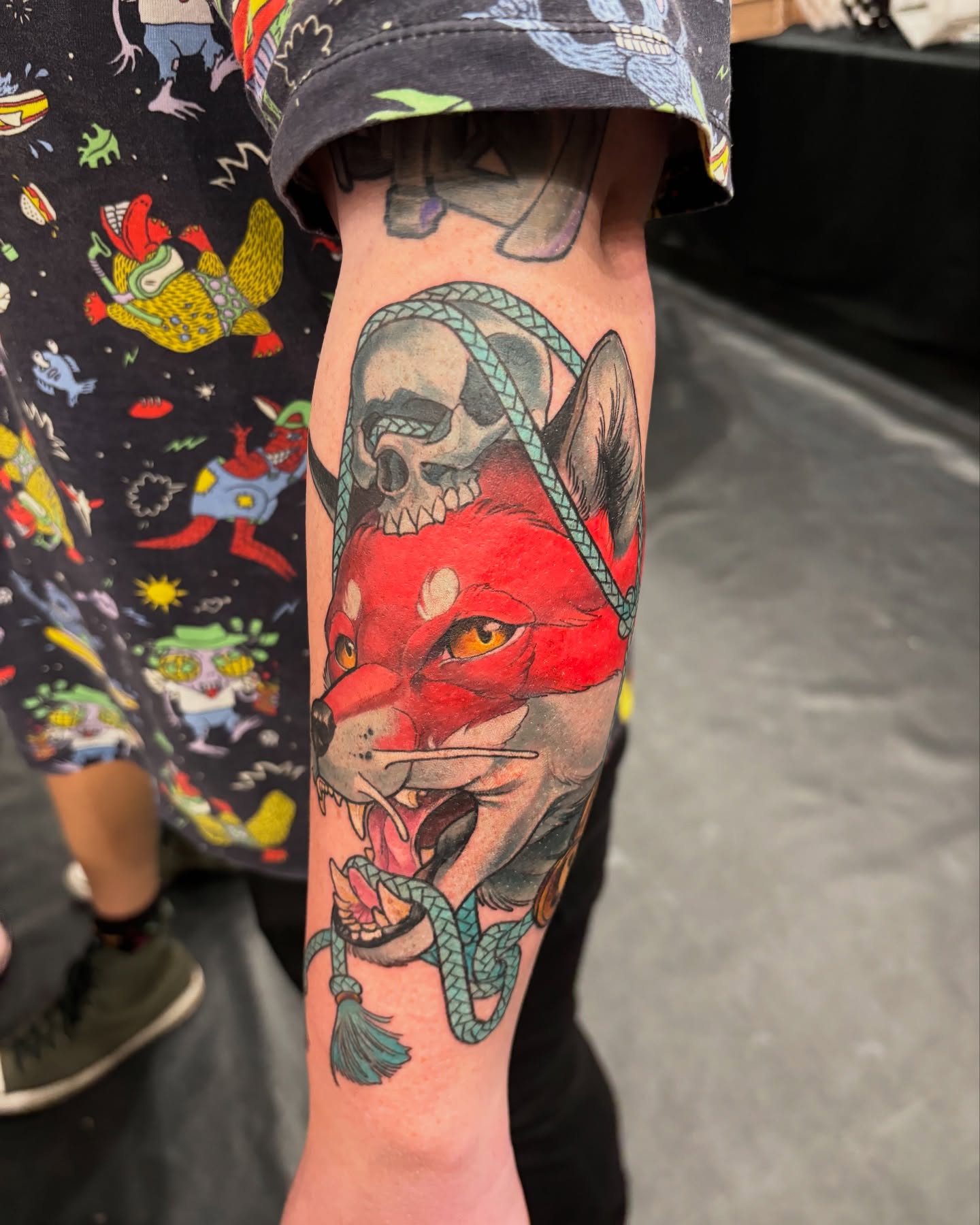 Kitsune fox mask Japanese tattoo